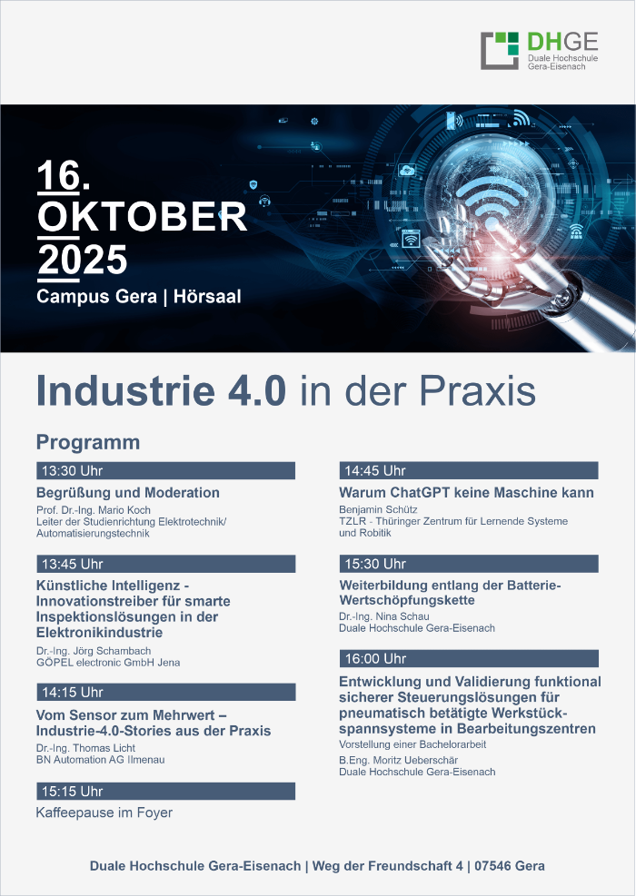 Bilddatei mit dem Programm zum Workshop Industrie 4.0. Eine PDF-Variante ist zum Download ist ebenfalls vorhanden.